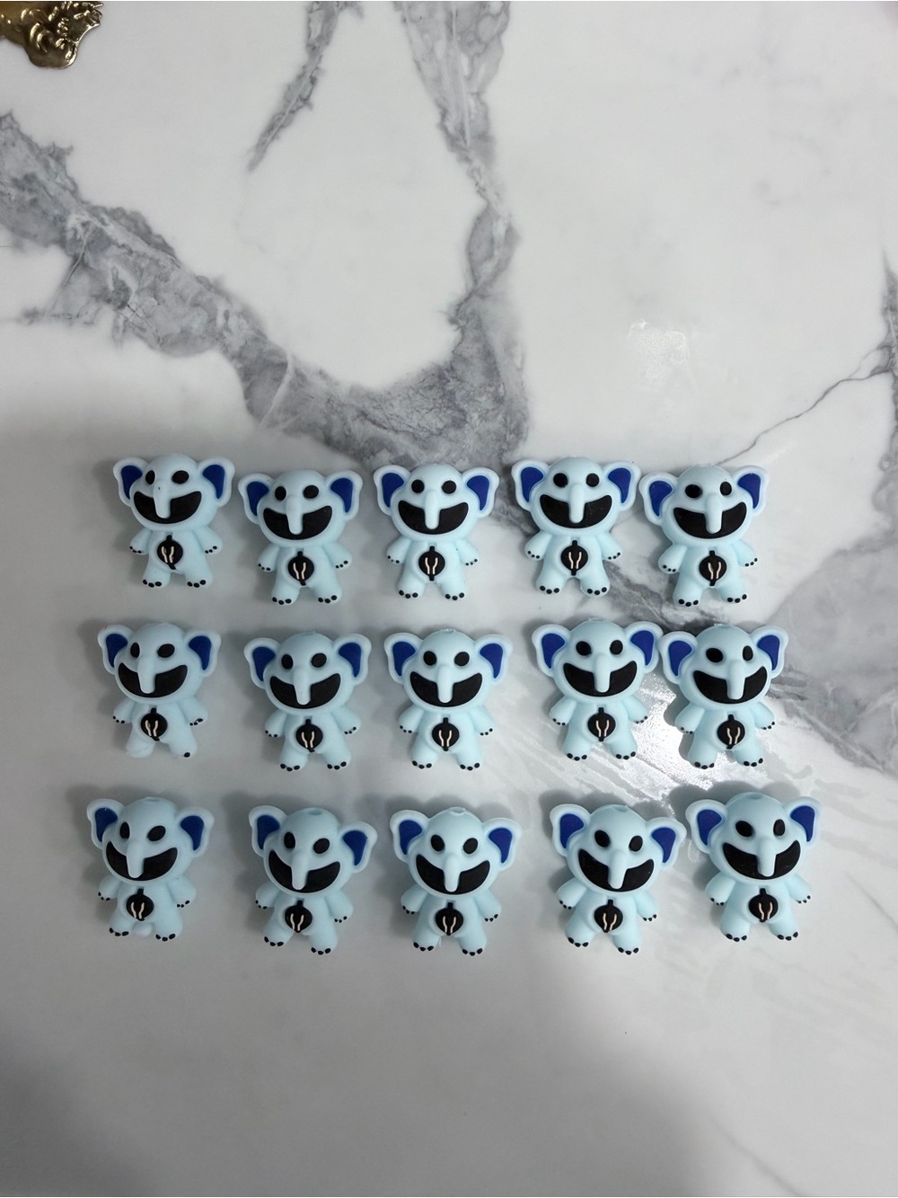 Poppy playtime Cute Light Blue Elephant Focal bead- Set of 15.